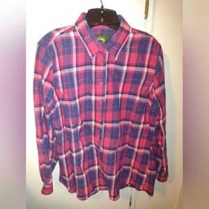 Women's Pink and Blue Plaid Shirt